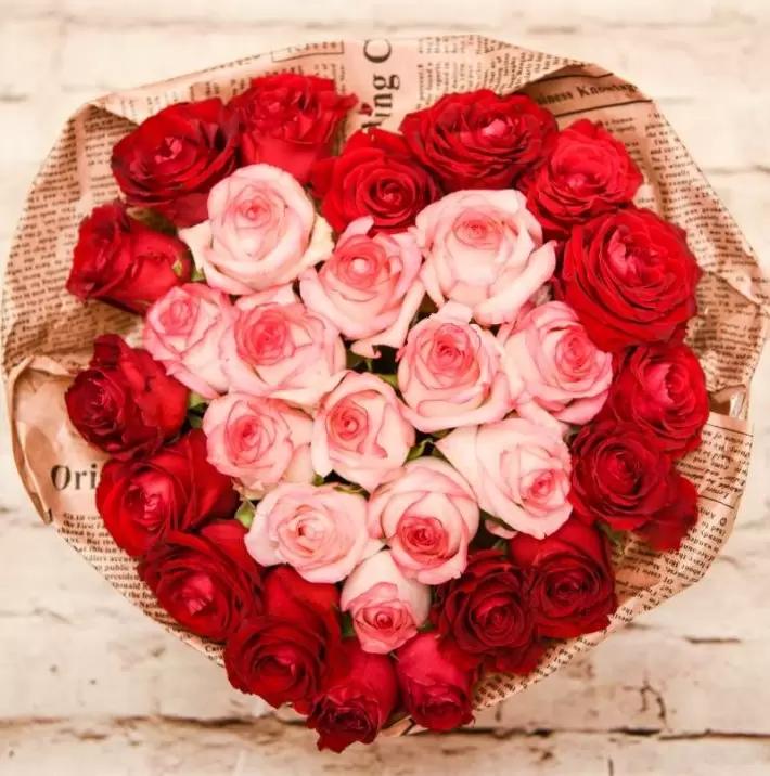 סידור פרחים - לב רומנטי