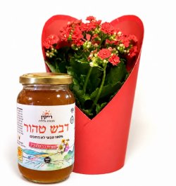 קלנצ’ו אדום עם צנצנת דבש טבעי באריזה חגיגית