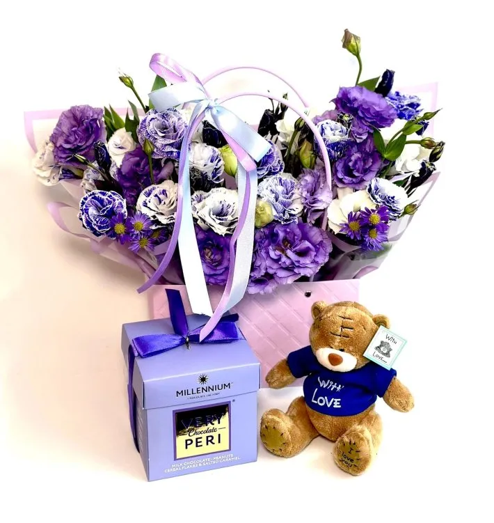 תיק סגול עם דובי